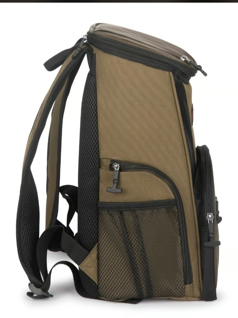 Olive Green and Brown Men's Backpack Cooler